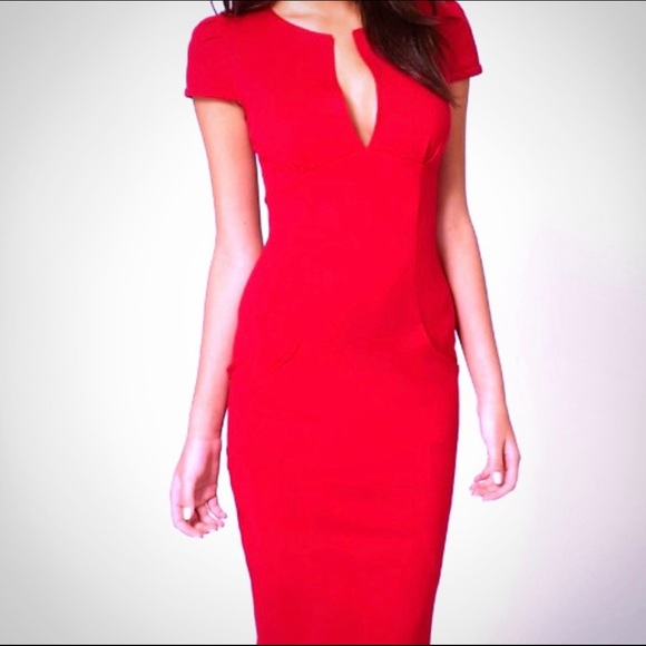 ASOS Red Pencil party Dress size 2 - Picture 1 of 4